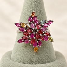 Cargar imagen en el visor de la galería, Ruby &amp; Mixed Gemstone Starfish Ring in Sterling Silver
