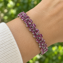Load image into Gallery viewer, Small Flower Ruby Sterling Silver Bracelet
