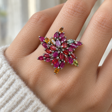 Cargar imagen en el visor de la galería, Ruby &amp; Mixed Gemstone Starfish Ring in Sterling Silver
