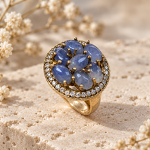 将图片加载到图库查看器，Seven-Stone Sapphire Gold-Plated Ring
