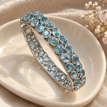 Cargar imagen en el visor de la galería, Aquamarine Oval Shape Bangle with Silver
