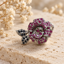 Load image into Gallery viewer, Ruby &amp; Sapphire Rose Style Earring

