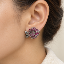 Load image into Gallery viewer, Ruby &amp; Sapphire Rose Style Earring
