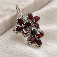 Load image into Gallery viewer, Garnet Three-Flower Style Earring
