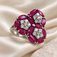 Загрузить изображение в средство просмотра галереи, Ruby Triple Flower Ring in Sterling Silver
