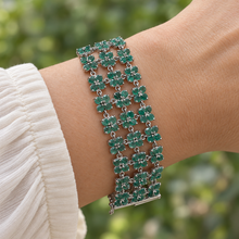 Загрузить изображение в средство просмотра галереи, Three Line Emerald Sterling Silver Bracelet
