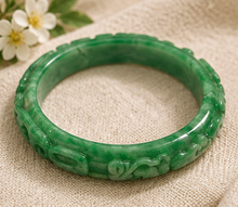 Load image into Gallery viewer, Carved Green Bangle Bracelets

