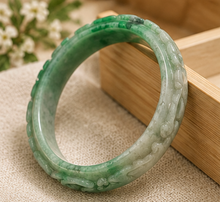 Load image into Gallery viewer, Carved Green Bangle Bracelets

