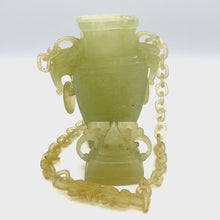 Load and play video in Gallery viewer, Jade Carving Vase with Intricate Chain and Kanote Accent
