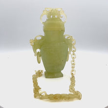 Load and play video in Gallery viewer, Jade Carving Vase with Intricate Chain and Kanote Accent
