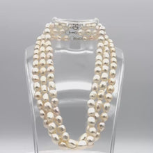 Load and play video in Gallery viewer, White Potato Pearl necklace with silver clasp 17&quot;
