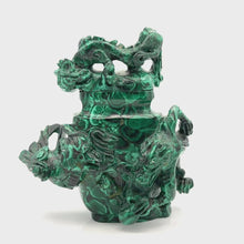 Load and play video in Gallery viewer, Malachite Urn with Mythical Creature Carvings
