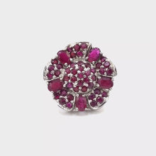 Load and play video in Gallery viewer, Ruby Five Petal Flowers Ring in Sterling Silver
