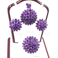 Cargar imagen en el visor de la galería, Amethyst Triple layered floral set in sterling silver
