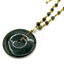 Load image into Gallery viewer, Jadeite necklace with ancient Chinese coin shaped pendant
