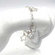 Load image into Gallery viewer, Sterling silver bracelet with star charms
