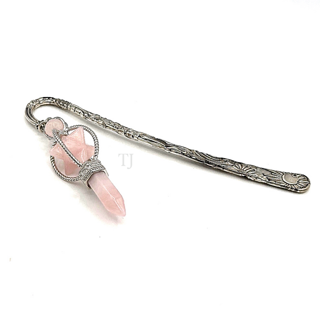 Rose Quartz Merkaba Metal Book Mark