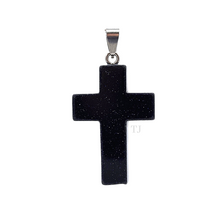 Cargar imagen en el visor de la galería, Blue Gold Sandstone Cross Pendant
