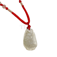 Cargar imagen en el visor de la galería, closer view of Burmese Jade Figure Pendant with red silk string with small jade beads
