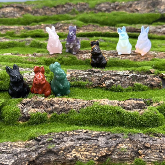 Rabbit gemstone figurine collection