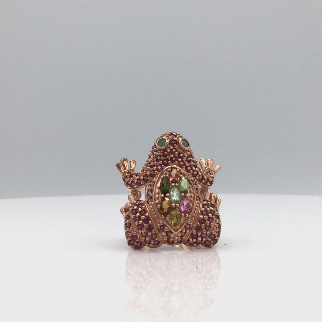 Frog Gemstone Ring (tourmaline)