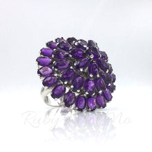 Cargar imagen en el visor de la galería, Amethyst triple layered floral ring in sterling silver
