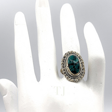 将图片加载到图库查看器，Blue turquoise antique ring in sterling silver
