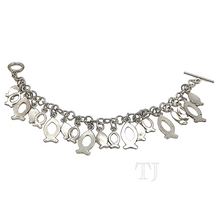 Load image into Gallery viewer, Sterling silver bracelet with fish charms
