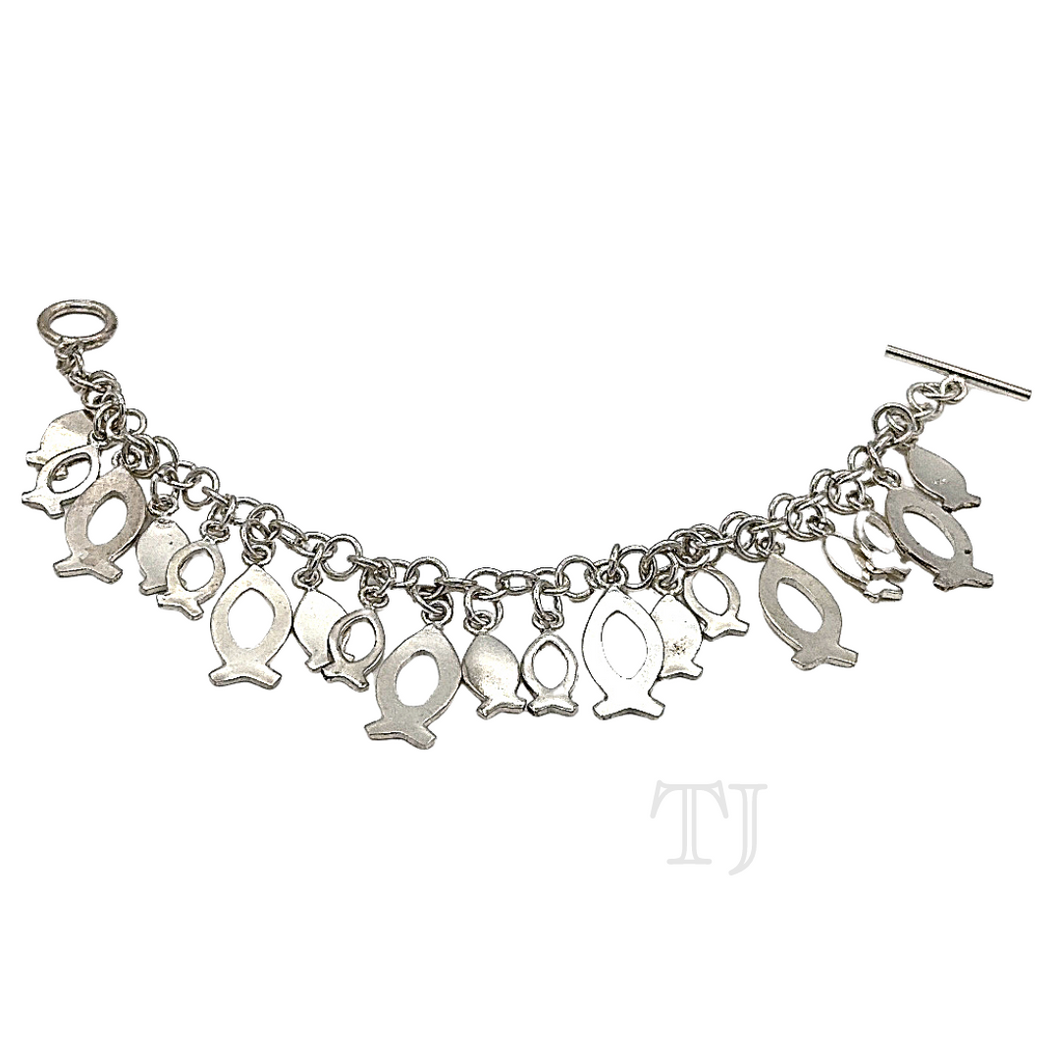 Sterling silver bracelet with fish charms