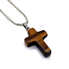 Load image into Gallery viewer, Yellow tiger&#39;s eye cross pendant
