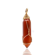 Load image into Gallery viewer, Natural gemstones wire-wrapped point pendant
