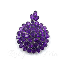 将图片加载到图库查看器，Amethyst triple layered floral pendant in sterling silver
