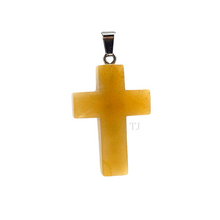 Load image into Gallery viewer, Yellow Jade Cross Pendant
