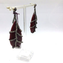 Load image into Gallery viewer, Dark Carnelian tear drop stone in sterling silver setting earrings
