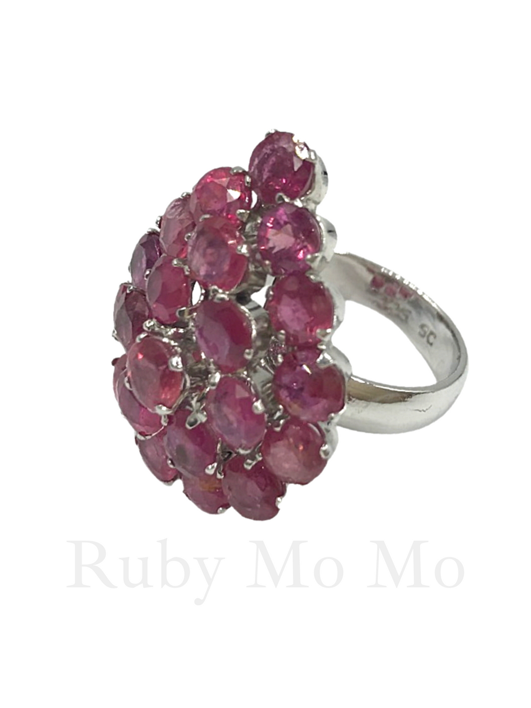 Tear shaped ruby ring in sterling silver