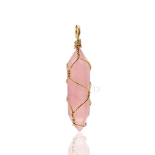 Cargar imagen en el visor de la galería, Natural gemstones wire-wrapped point pendant
