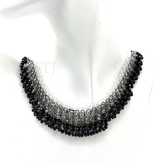 Black and white Swarovski Necklace with sterling silver clasp