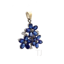 Load image into Gallery viewer, Sapphire triple flower pendant in sterling silver
