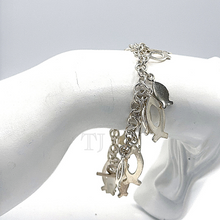 Load image into Gallery viewer, Sterling silver bracelet with fish charms
