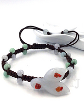 Загрузить изображение в средство просмотра галереи, Floral and beads burmese jade adjustable bracelet
