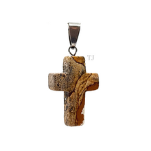 Cargar imagen en el visor de la galería, Picture Jasper cross pendant
