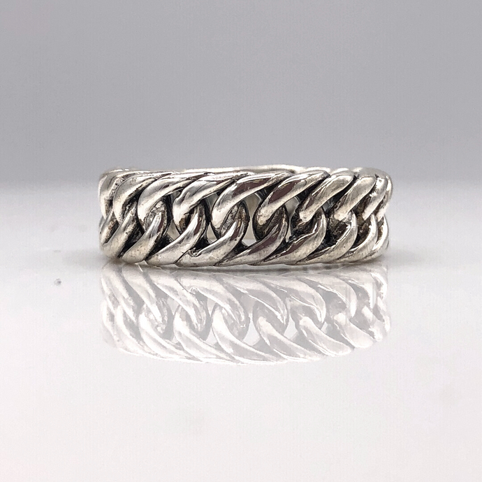 Braided style sterling silver ring 