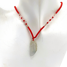 Cargar imagen en el visor de la galería, Burmese Jade Figure Pendant with red silk string with small jade beads
