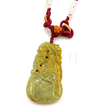 Load image into Gallery viewer, Yellow Jadeite pendant with red string necklace
