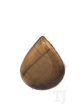 Cargar imagen en el visor de la galería, Yellow Tiger&#39;s Eye Tear drop shape ring in sterling silver
