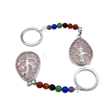 Load image into Gallery viewer, gemstones tree of life key chain with 7 chakra
