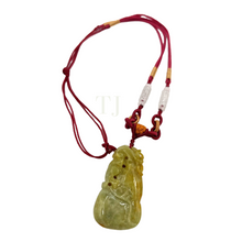 Load image into Gallery viewer, Yellow Jadeite pendant with red string necklace
