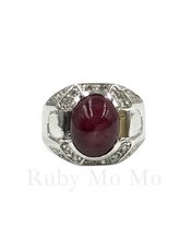 Load image into Gallery viewer, Burmese Ruby Cabochon in Sterling Silver Ring
