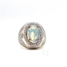 Cargar imagen en el visor de la galería, Opal Ring with diamonique in sterling silver
