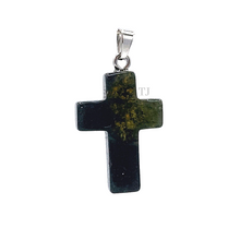 Load image into Gallery viewer, Moss Agate cross pendant
